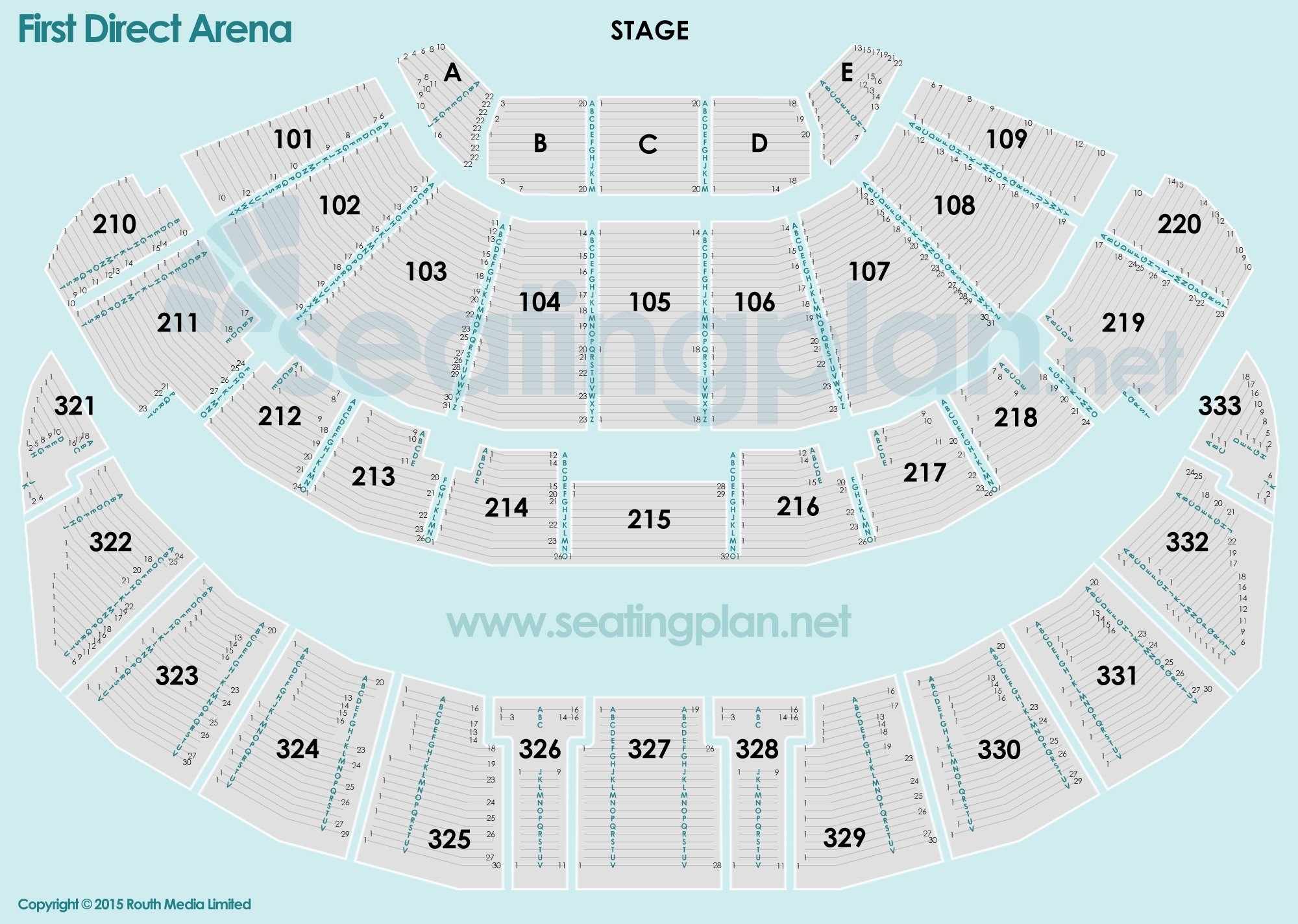 detailed Seating Plan at First Direct Arena