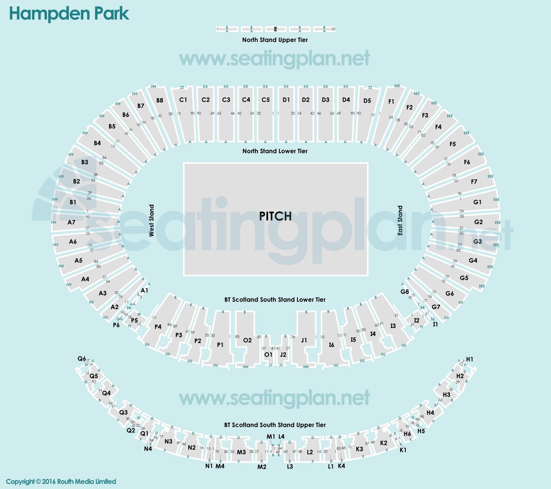 detailed Seating Plan at Hampden Park