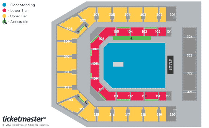 standing Seating Plan at Co-op Live