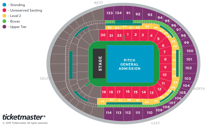 standing Seating Plan at Emirates Stadium