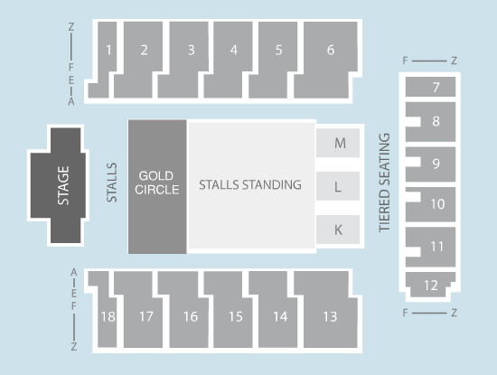 gold circle Seating Plan at Resorts World Arena