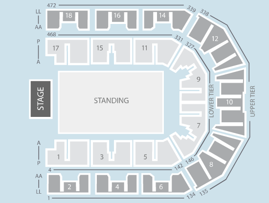 standing Seating Plan at M&S Bank Arena