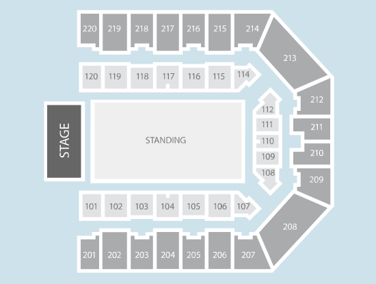 standing Seating Plan at Utilita Arena Sheffield