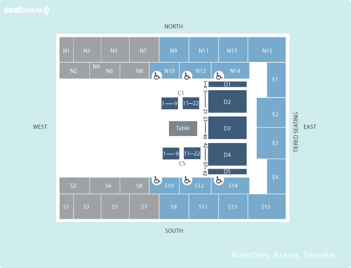 snooker Seating Plan at OVO Arena Wembley
