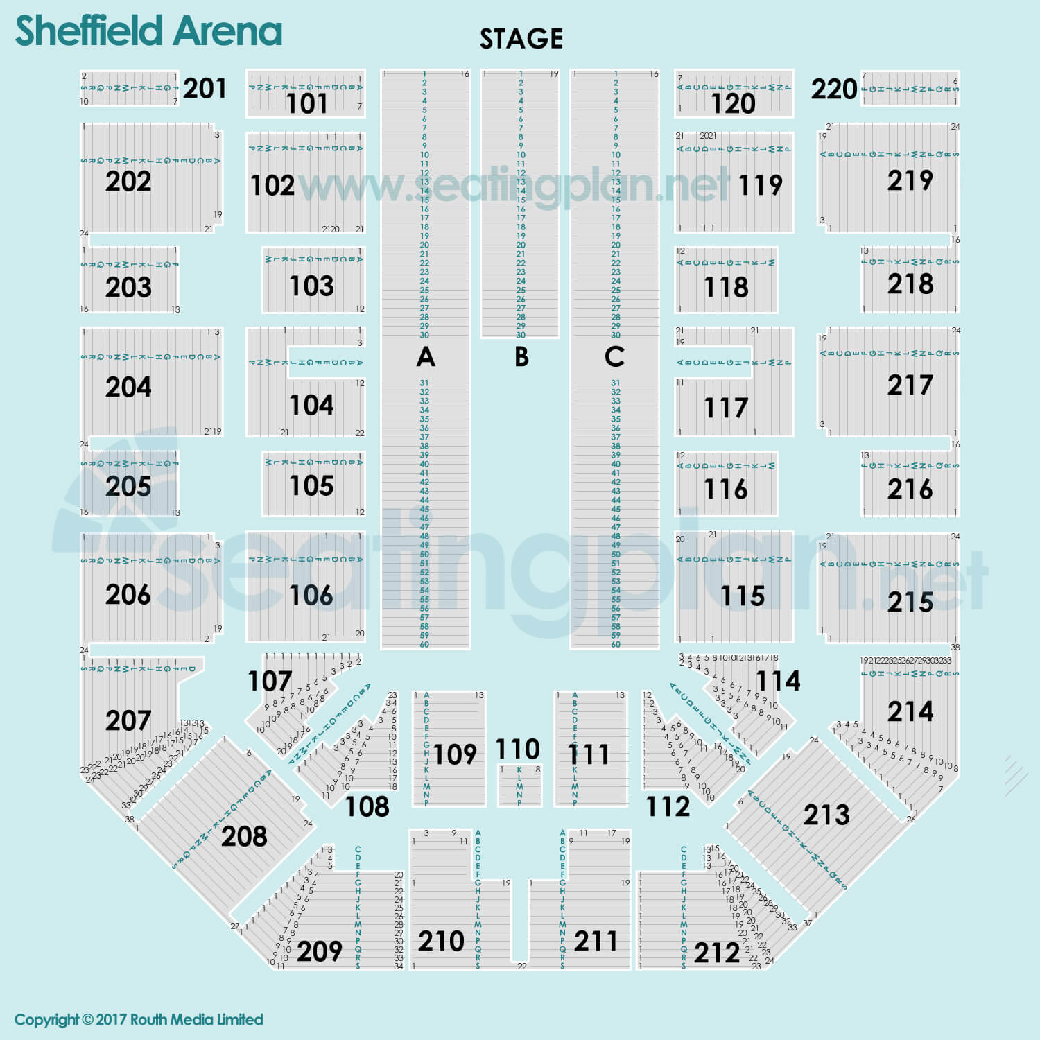 detailed Seating Plan at Utilita Arena Sheffield