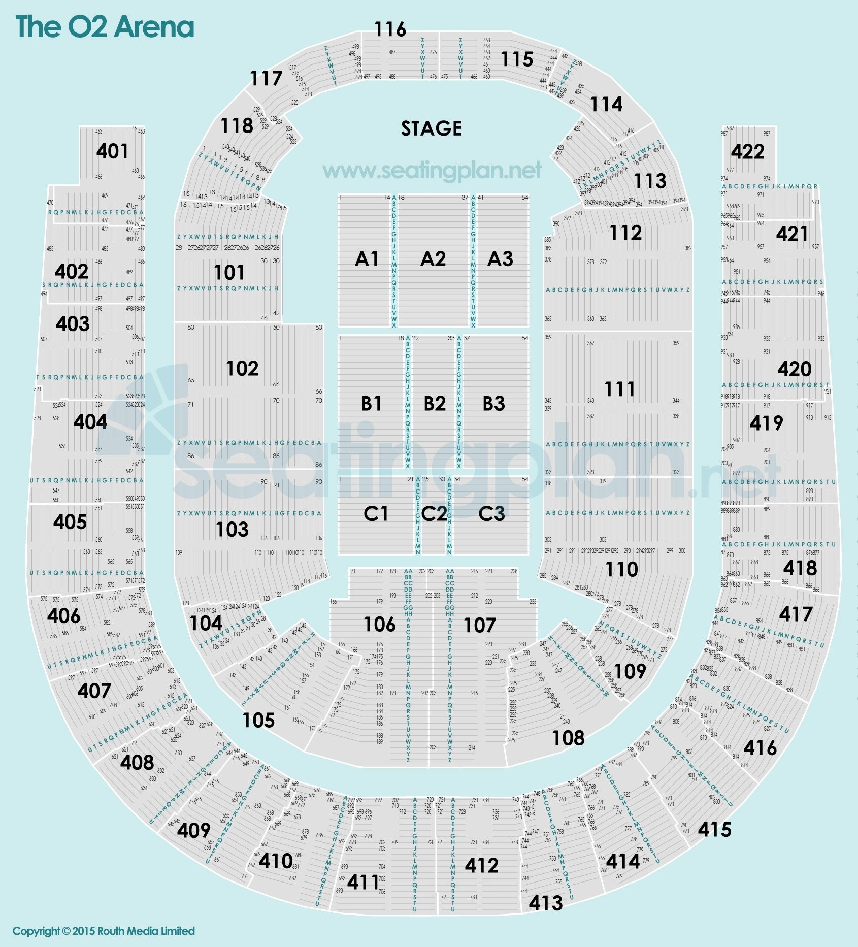 detailed Seating Plan at The O2 Arena