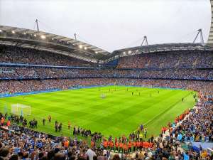 View of Champions league semi final  from Seat Block at Etihad Stadium Manchester