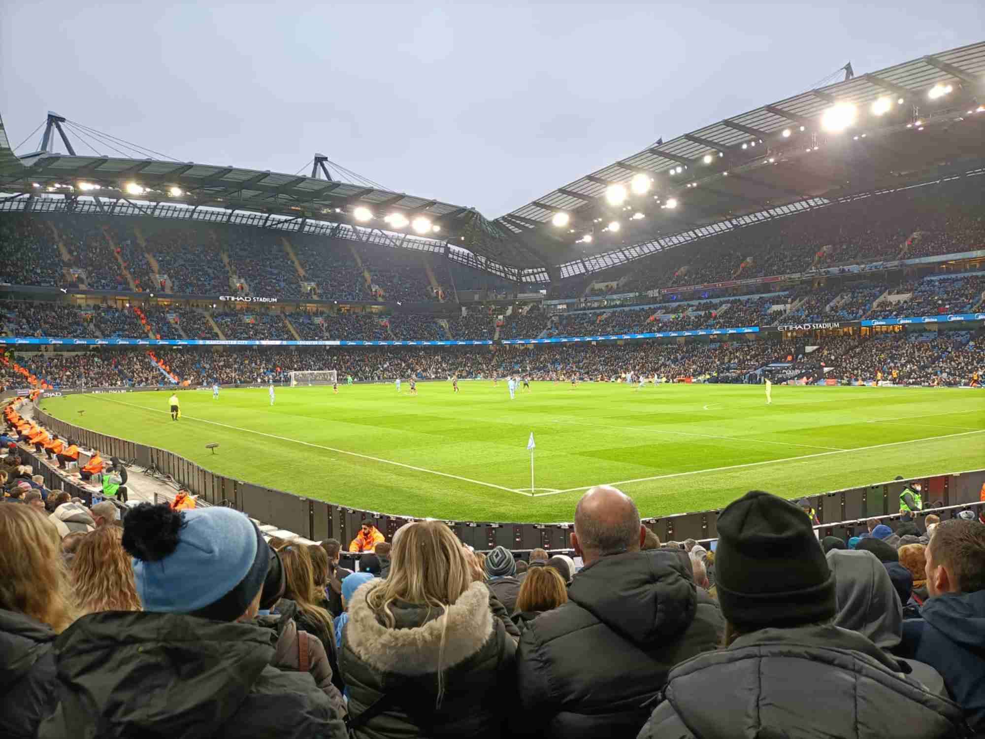 View of Football at Etihad Stadium Manchester from Seat Block 140
