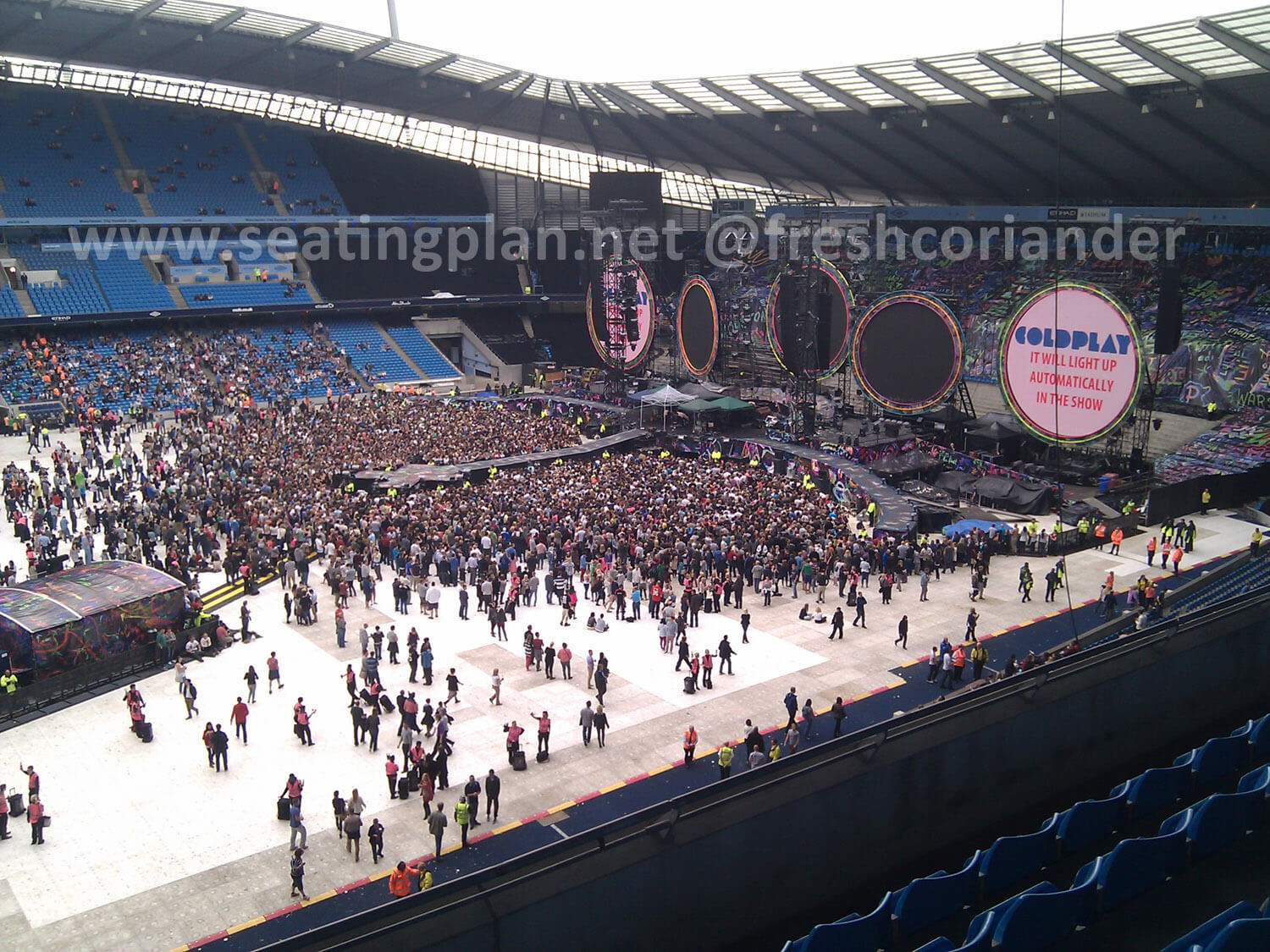 View of Coldplay at Etihad Stadium Manchester from Seat Block 207