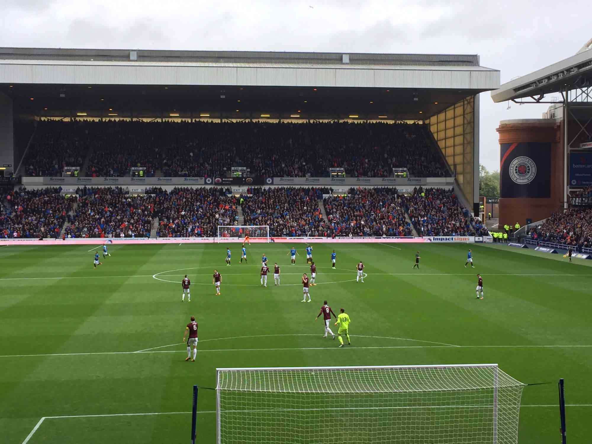 View of Rangers v Hearts at Ibrox Stadium from Seat Block BF3