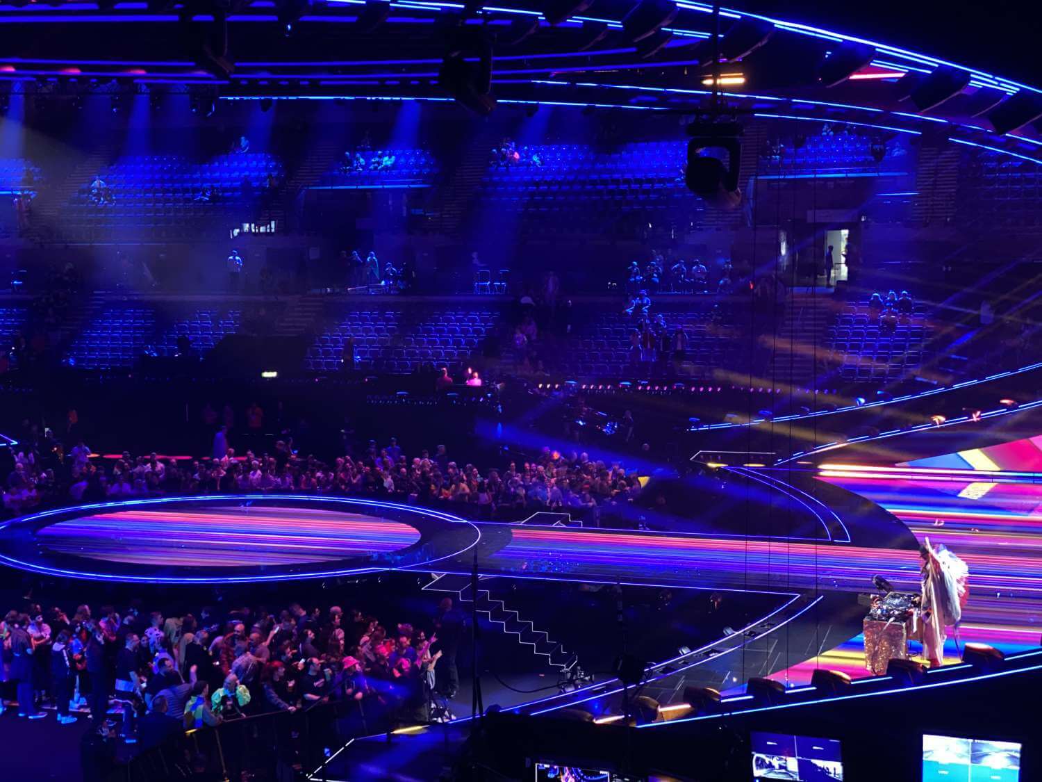View of Eurovision  at Liverpool Arena host of the Eurovision Song Contest 2023 from Seat Block 18, Row CC, Seat 465