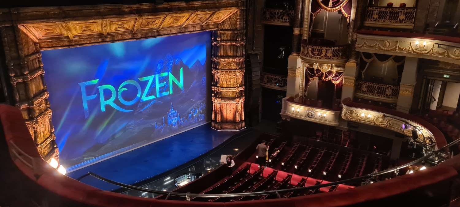 View of Frozen at Theatre Royal Drury Lane from Seat Block Grand Circle, Row F, Seat 44