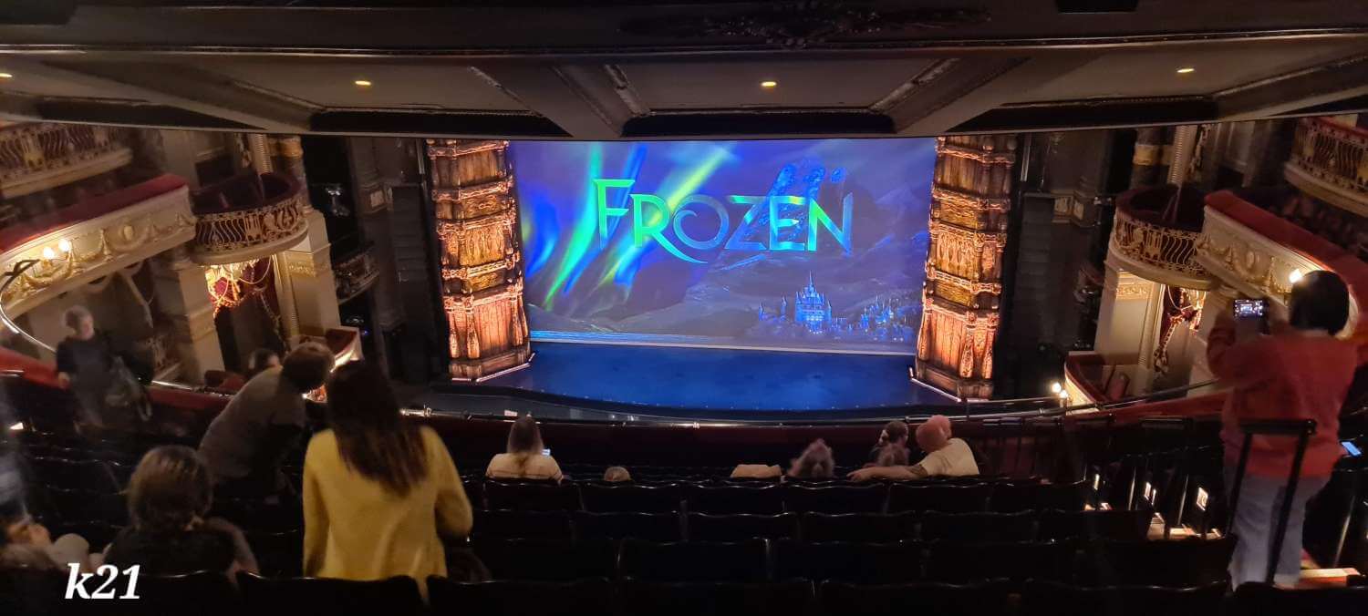 View of Frozen at Theatre Royal Drury Lane from Seat Block Grand Circle, Row K, Seat 21