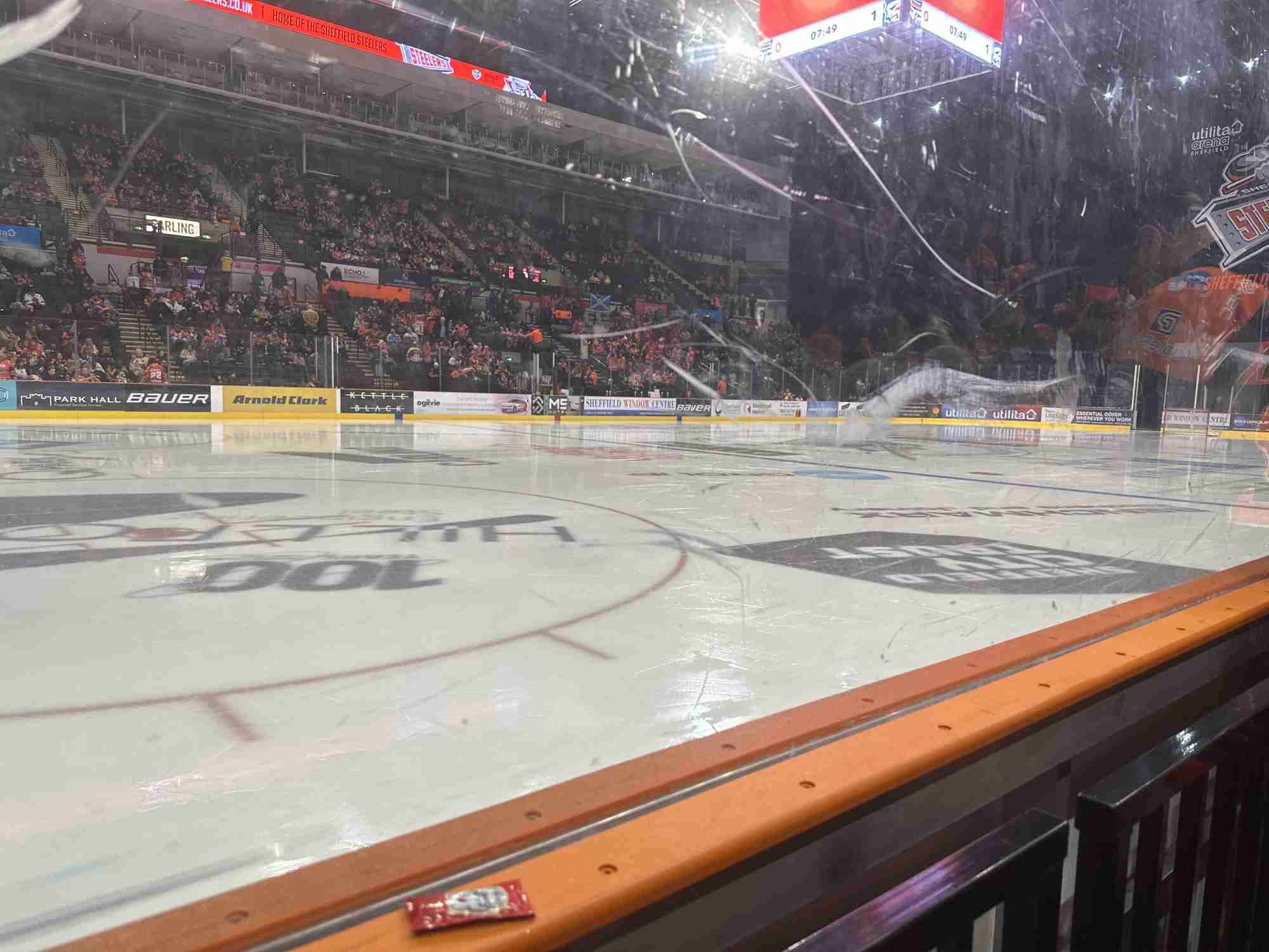 View of Sheffield Steelers (Ice Hockey) at Utilita Arena Sheffield from Seat Block 115, Row A, Seat 7